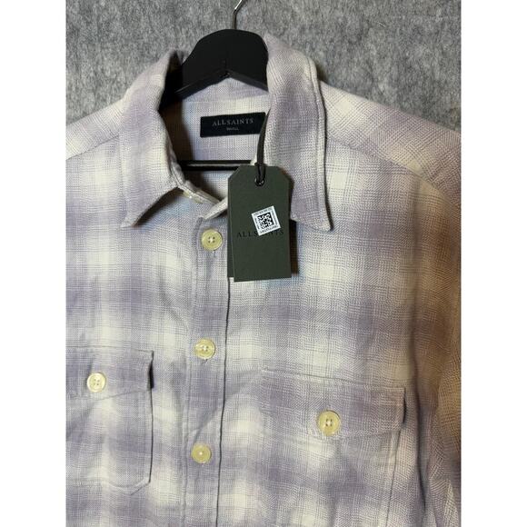 NWT ALLSAINTS Shasta Long Sleeve Button Down Bleached Lilac Small - Picture 5 of 11